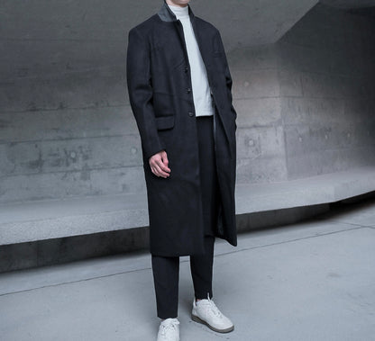 黑色羊毛大褸Black Wool Coat－韓國男裝