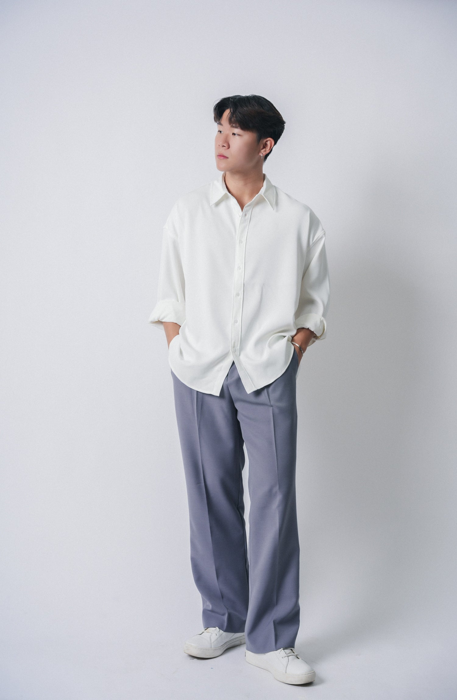 垂墜感滑身碳灰襯衫Basic Charcoal Shirt － 韓國男裝