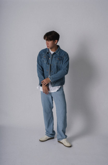 淺藍牛仔褲Light Washed Jeans-韓國男裝