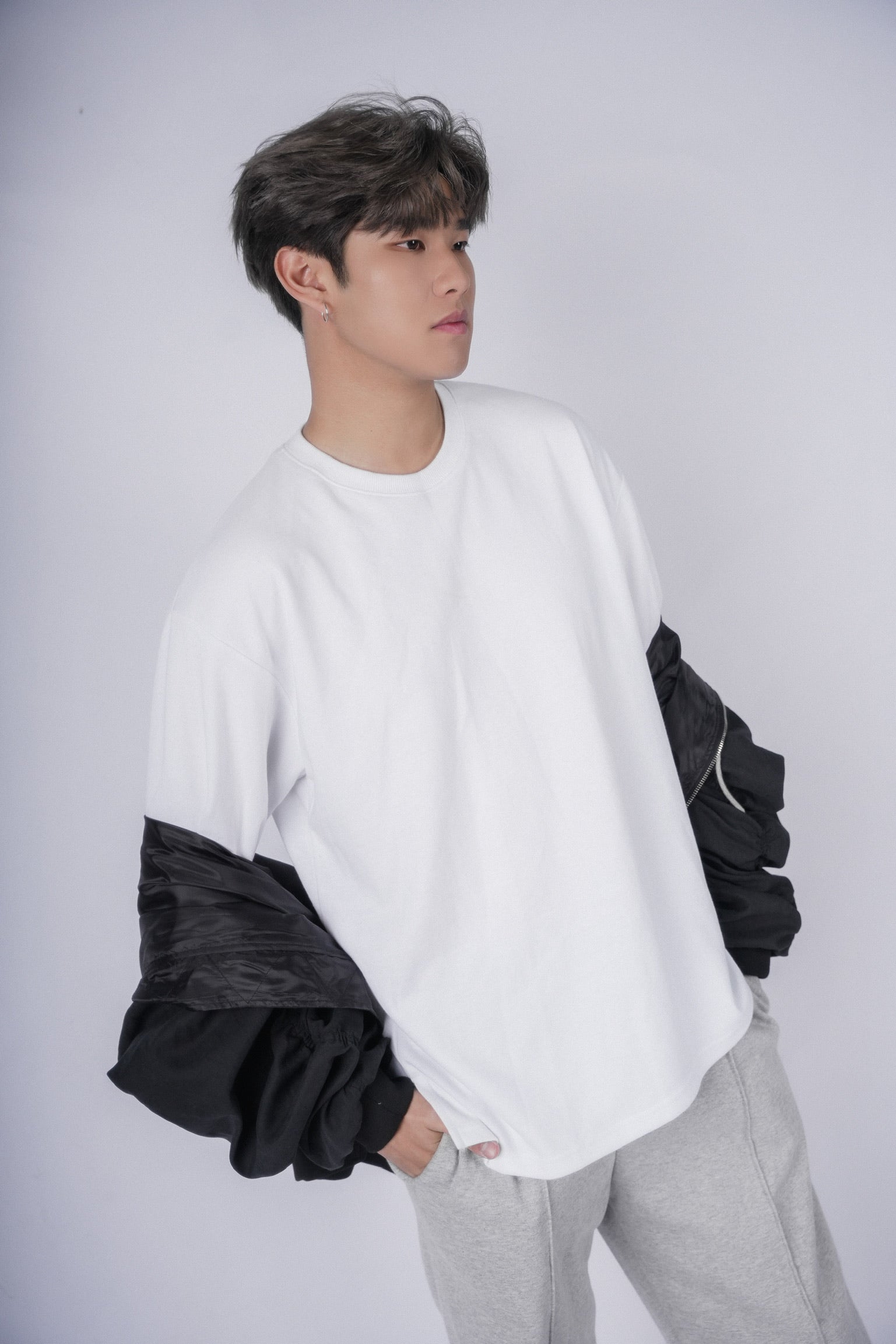 連帽黑色外套Zip Thru Hoodie-韓國男裝