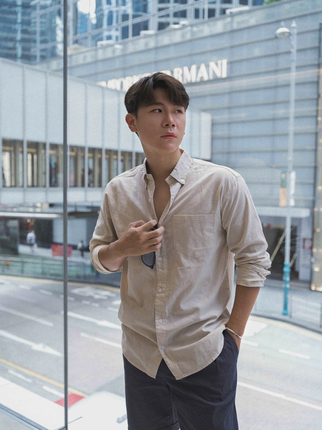 韓國男裝-卡其色襯衫Beige Shirt