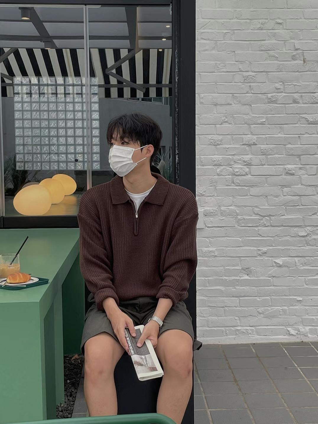 拉鍊領口針織毛衣Zip Jumper－韓國男裝