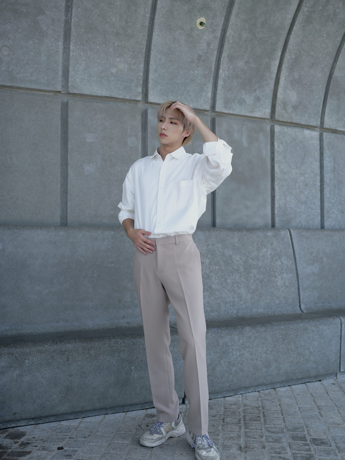 米色日常長褲Daily Beige Bottom－韓國男裝