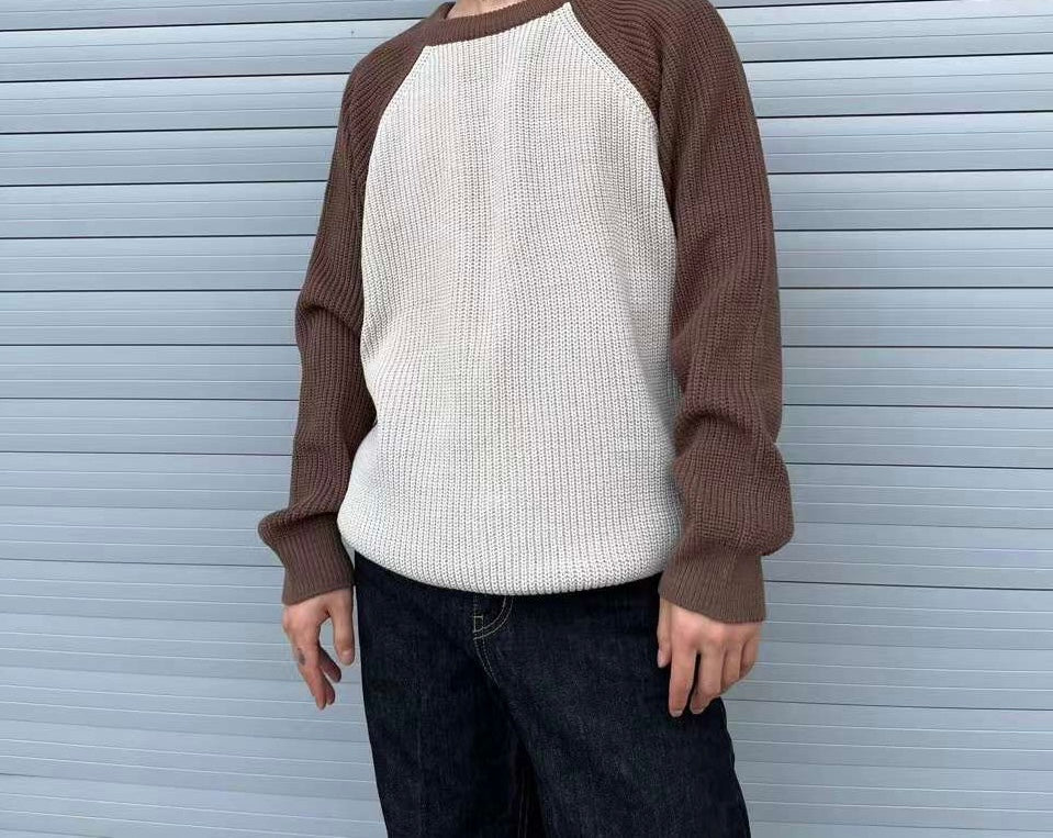 混色針織上衣Raglan Knitted Jumper-韓國男裝