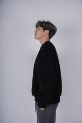 黑色毛毛上衣Fluffy Black Top-韓國男裝
