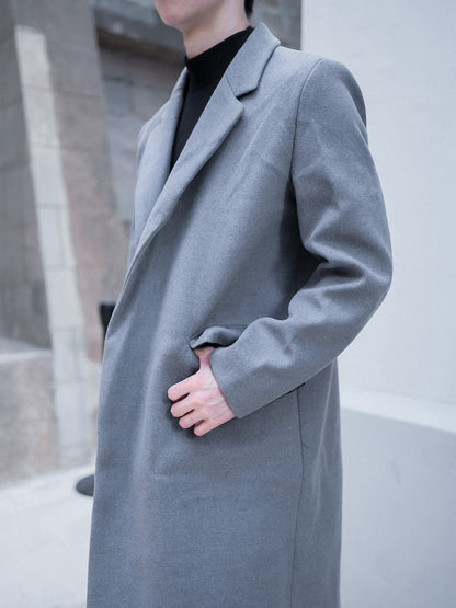 灰色羊毛大褸Grey Wool Coat－韓國男裝