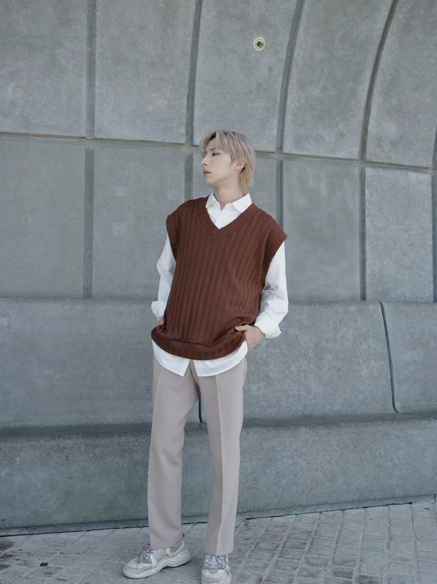 米色日常長褲Daily Beige Bottom－韓國男裝
