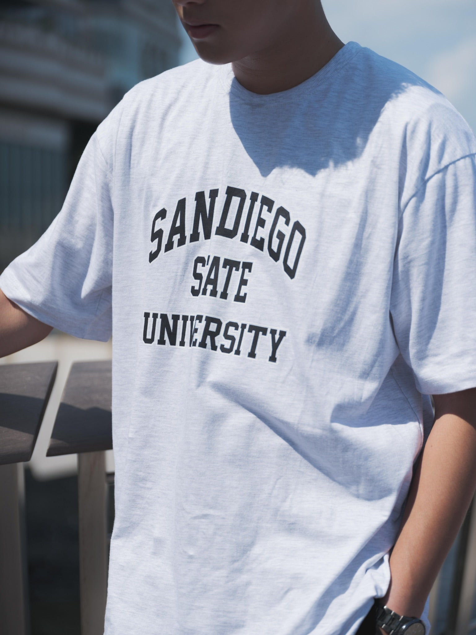 韓國男裝-淺灰短袖上衣San Diego Tee