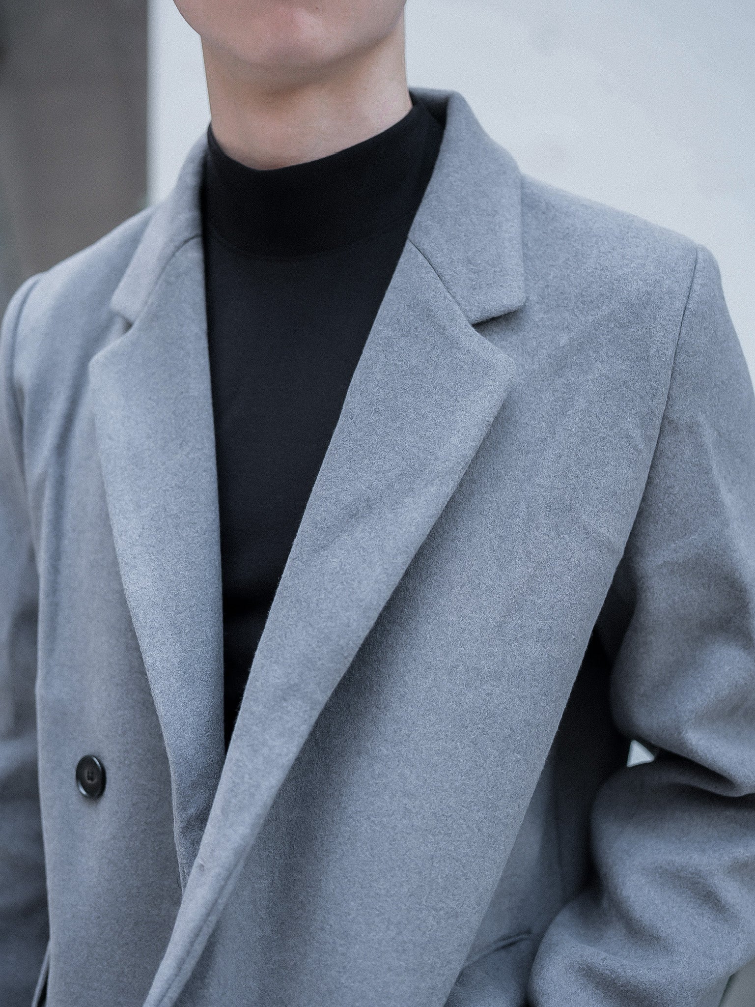 灰色羊毛大褸Grey Wool Coat－韓國男裝