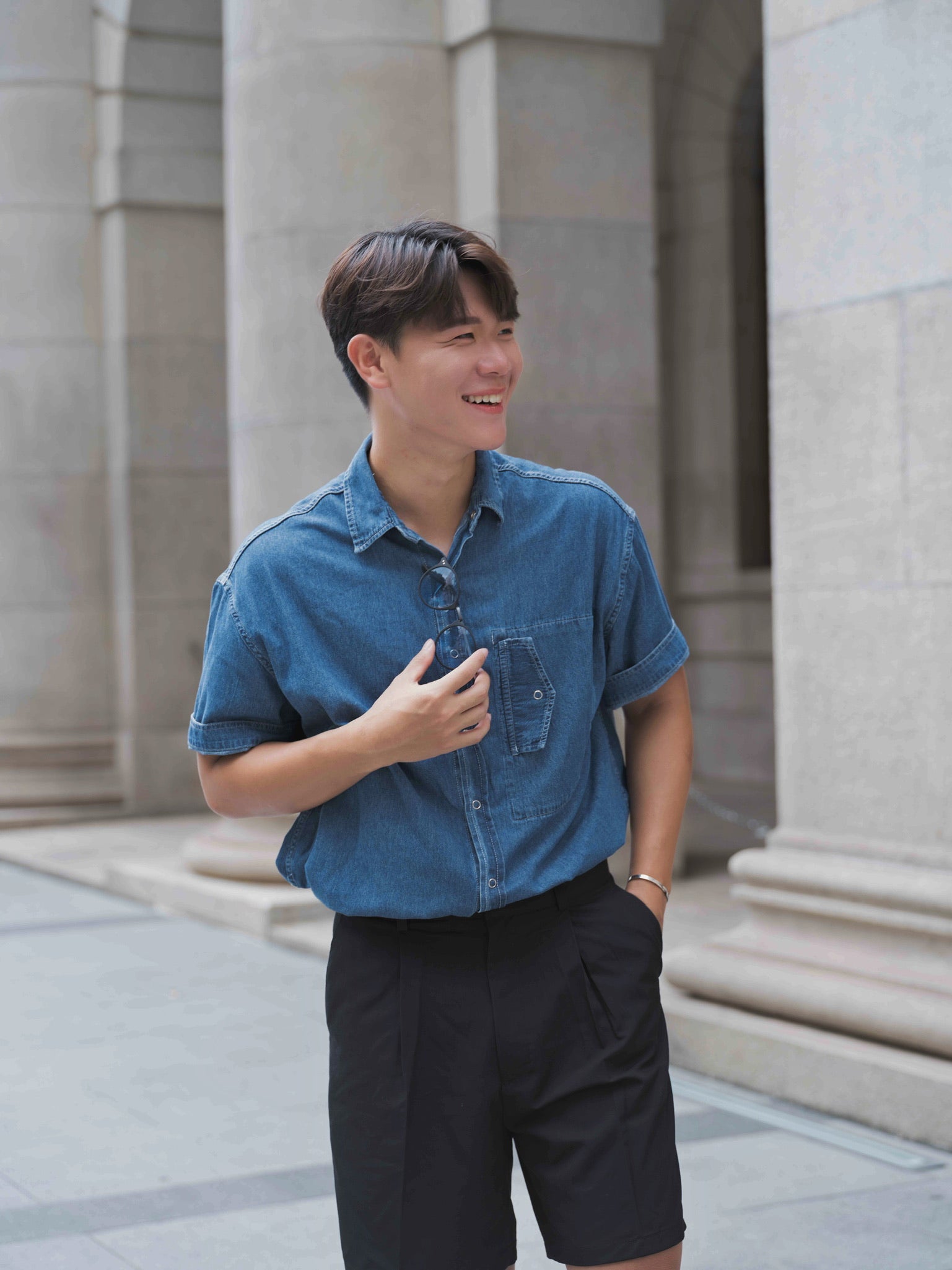 韓國男裝-牛仔布襯衫Denim Top