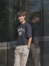 韓國男裝-軍藍短袖上衣Navy Print Tee