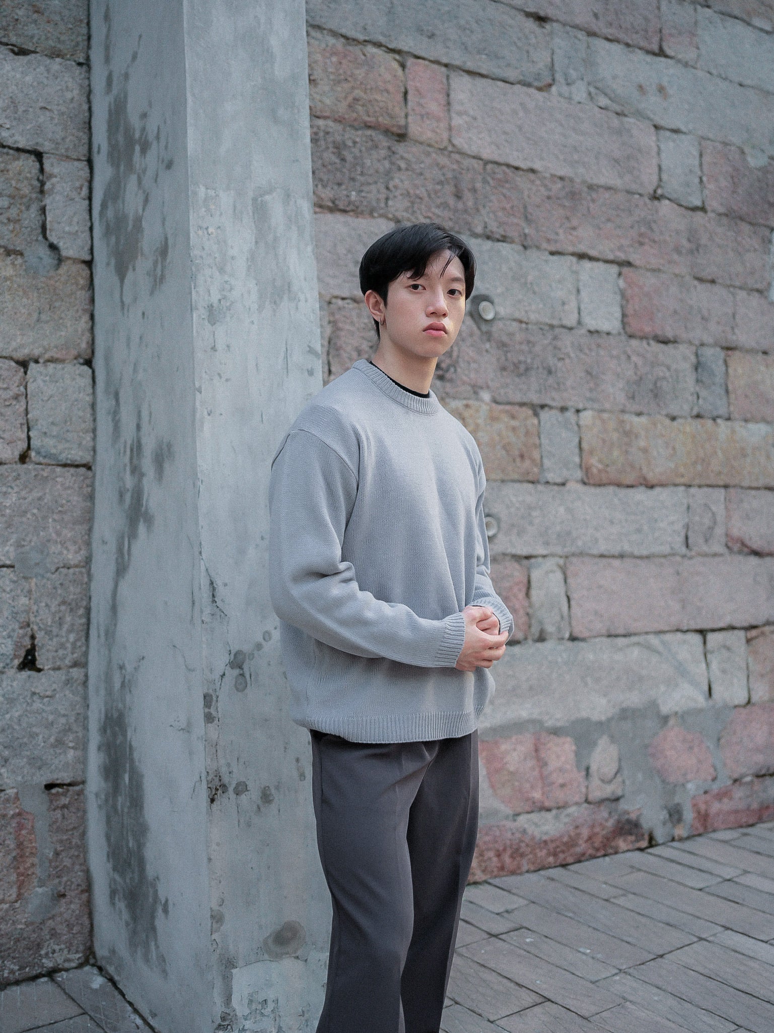 針織圓領上衣Crewneck Knitted Top-韓國男裝