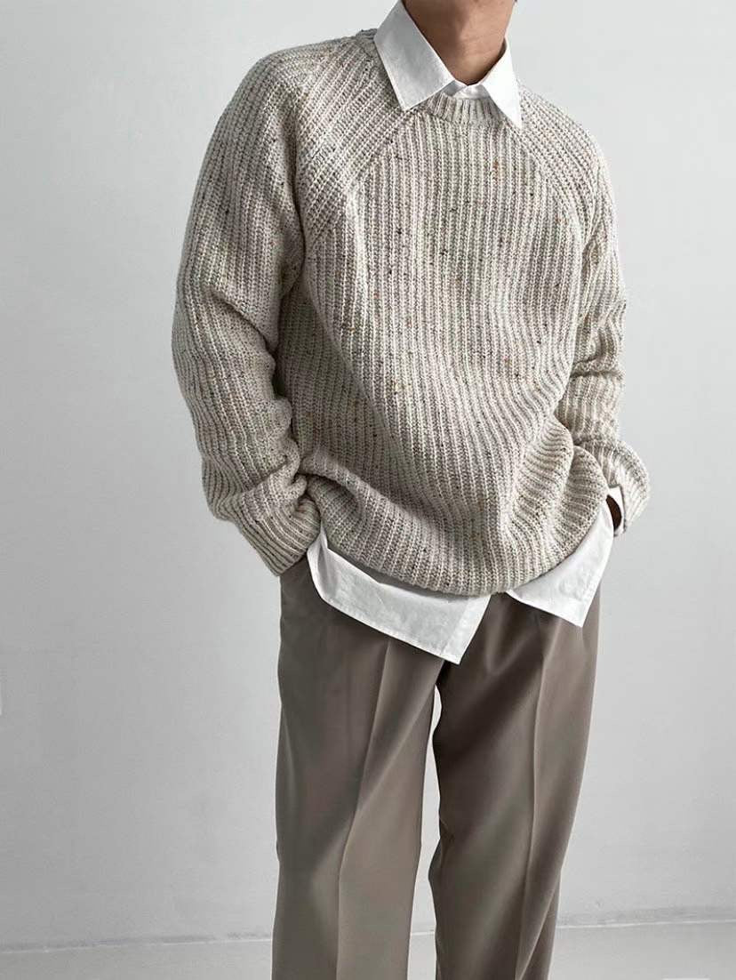 粗線針織上衣Mixed Knit Jumper－韓國男裝