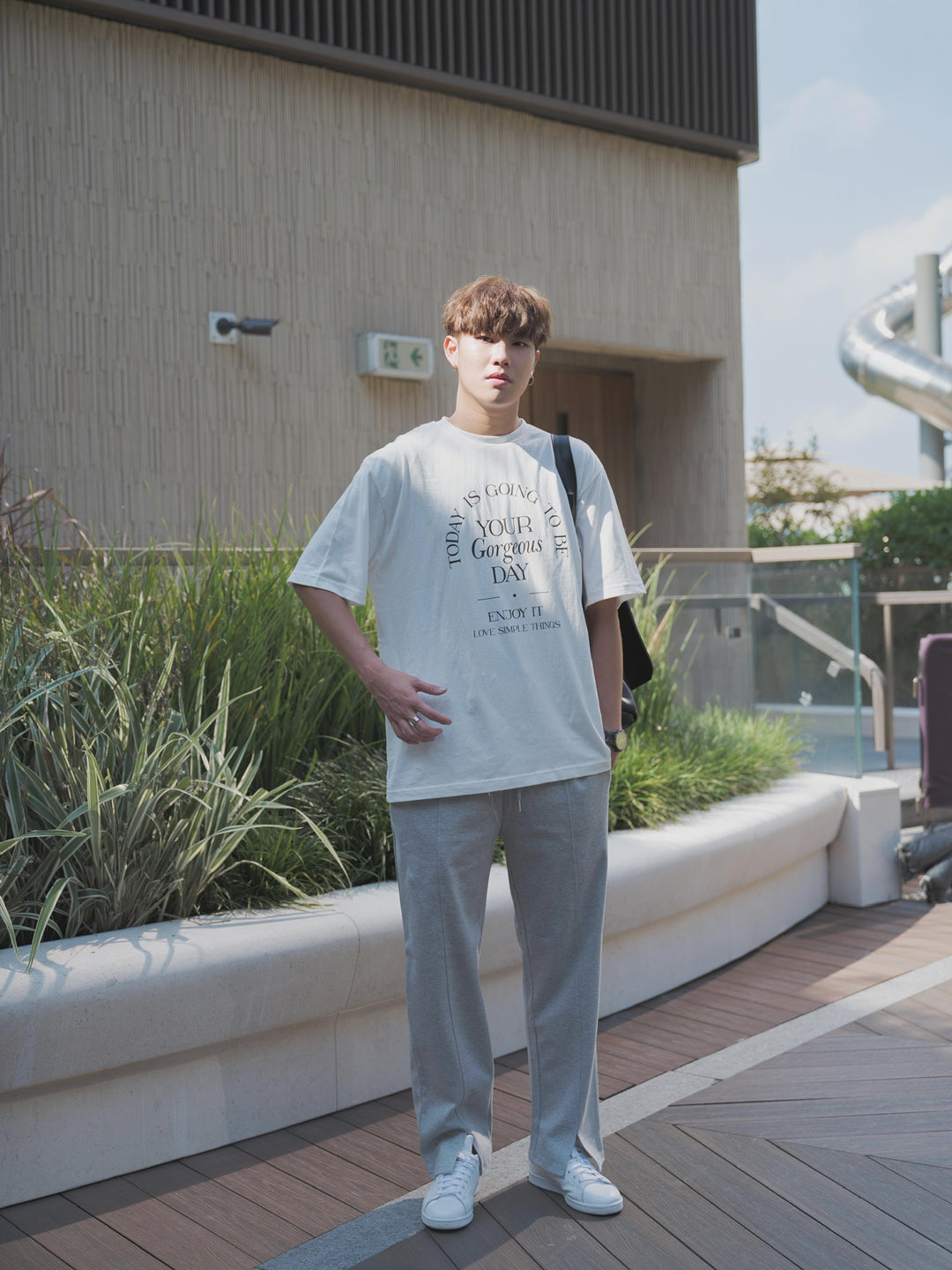 韓國男裝-落地棉質長褲Pleated Cotton Pants