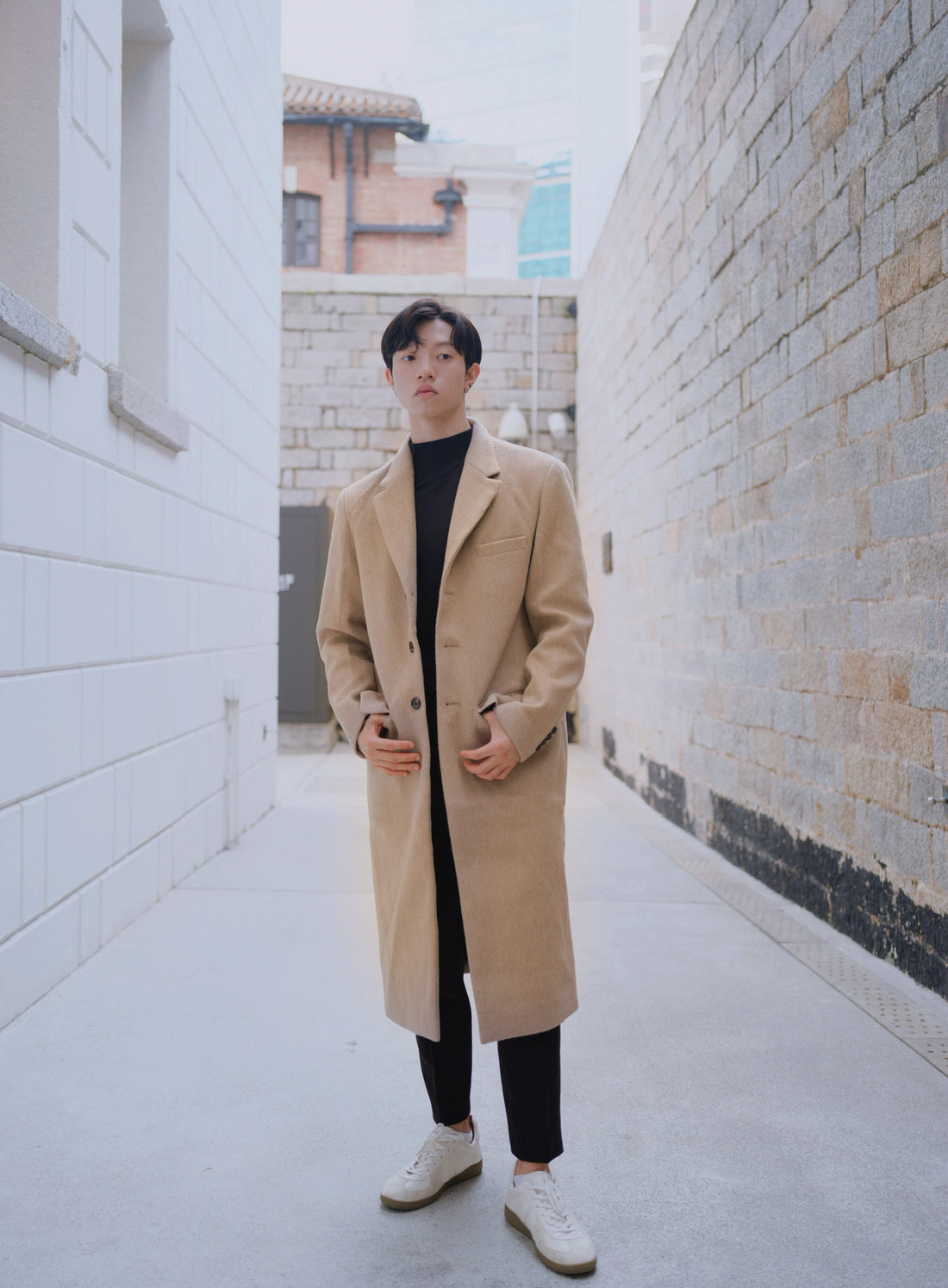米色羊毛大褸Beige Wool Coat－韓國男裝
