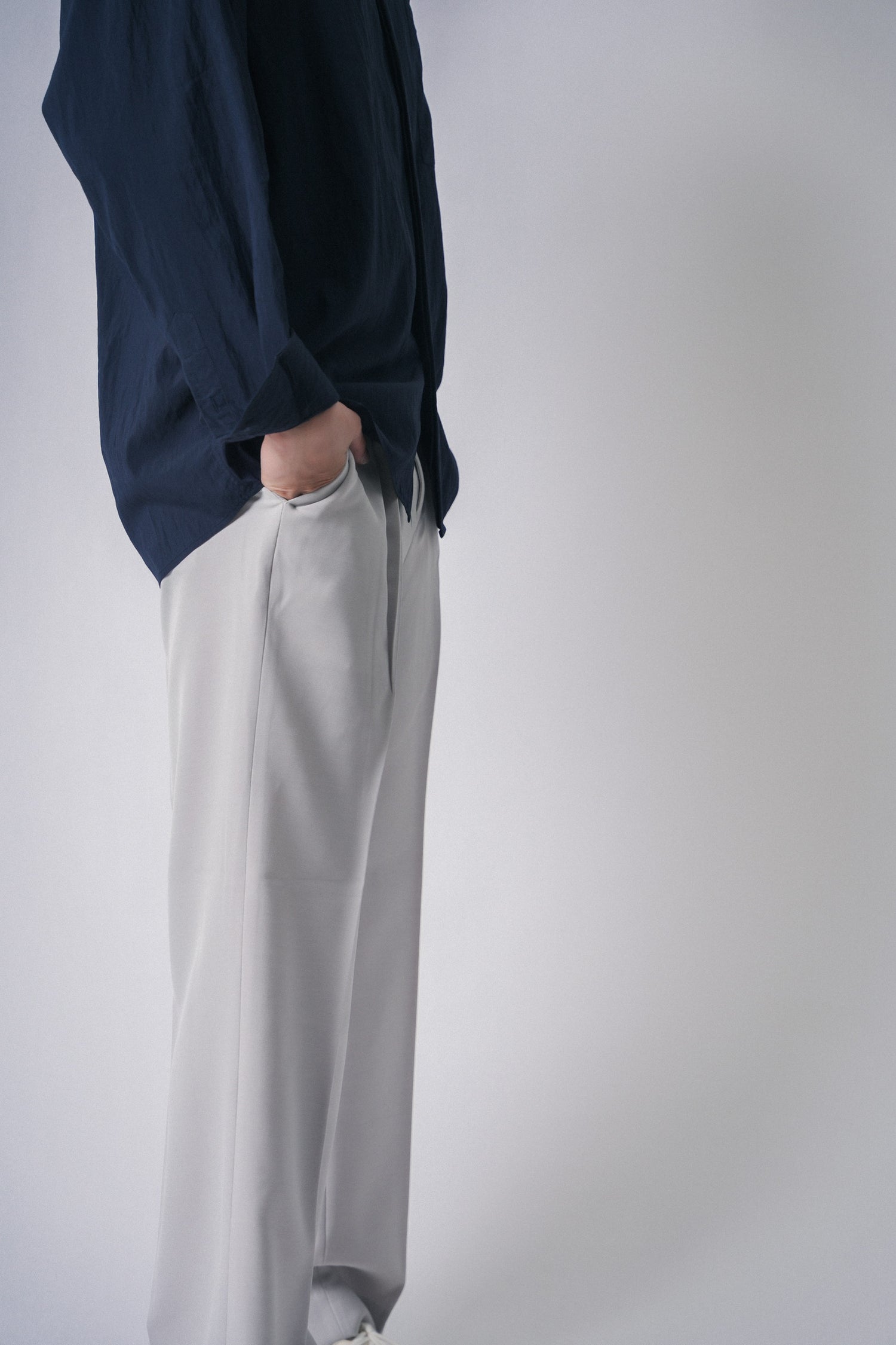 灰色落地西褲Wide Fit Bottom-韓國男裝