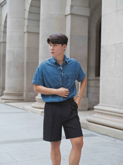 韓國男裝-黑色百搭短褲Black Shorts