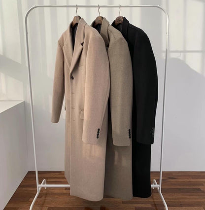 黑色羊毛大褸Black Wool Coat－韓國男裝