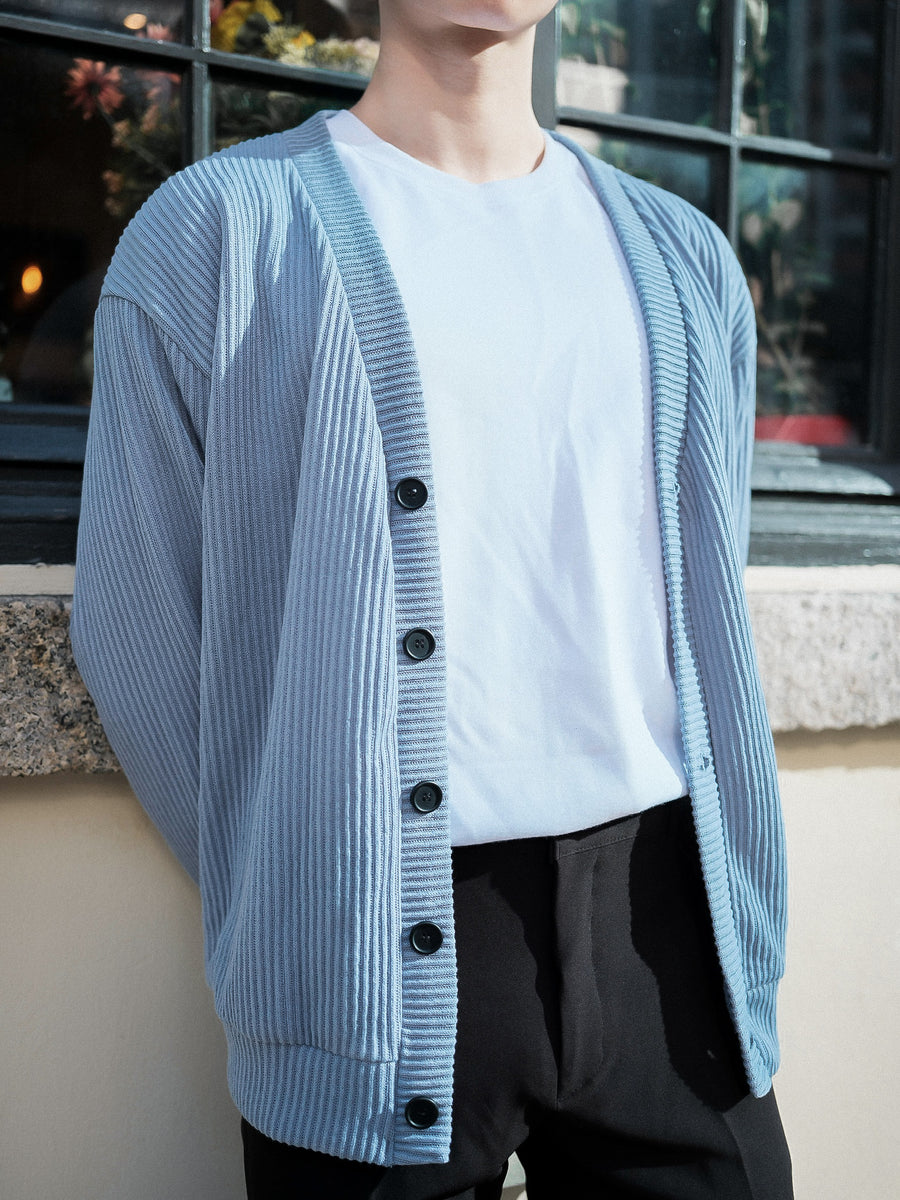 淺藍基本款外套Light Blue Basic Cardigan-韓國男裝