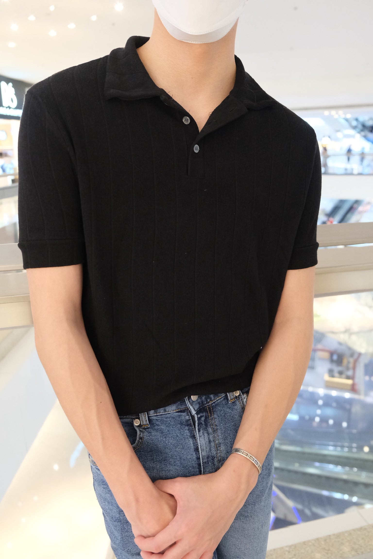 黑色鈕扣上衣Black Button Top - 179cmhk