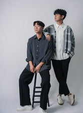 垂墜感滑身碳灰襯衫Basic Charcoal Shirt － 韓國男裝