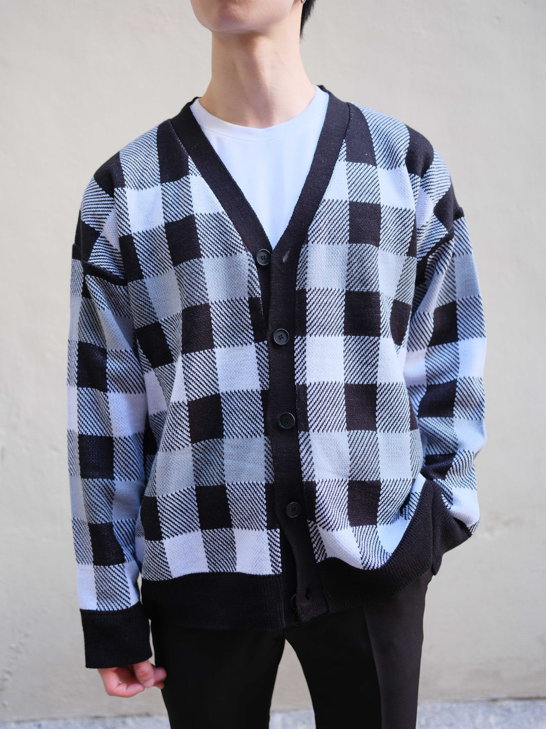 Checked Cardigan