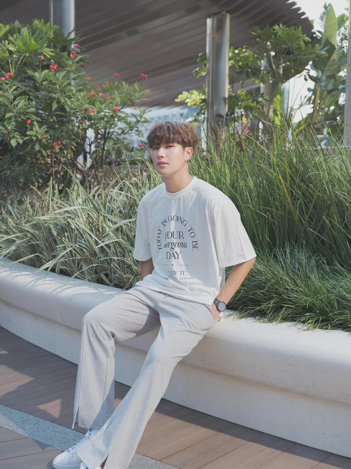 韓國男裝-落地棉質長褲Pleated Cotton Pants