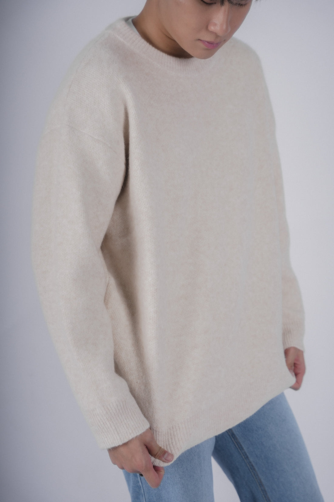 燕麥米色針織上衣Oatmeal Knit Top-韓國男裝