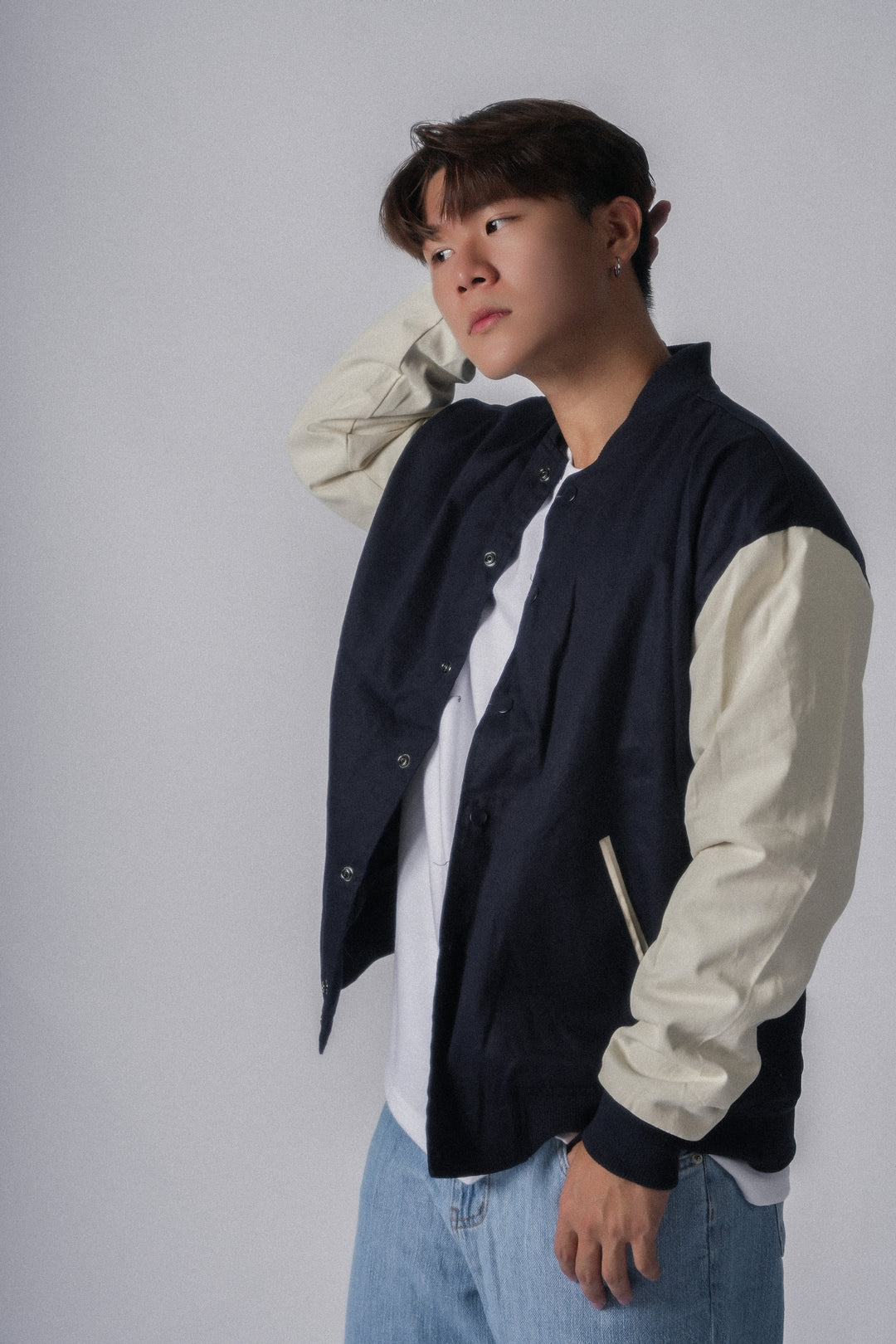 Navy Varsity Jacket- 韓國男裝