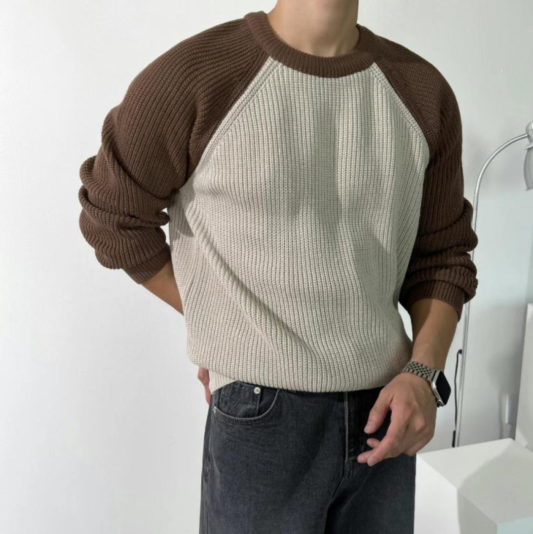 混色針織上衣Raglan Knitted Jumper-韓國男裝