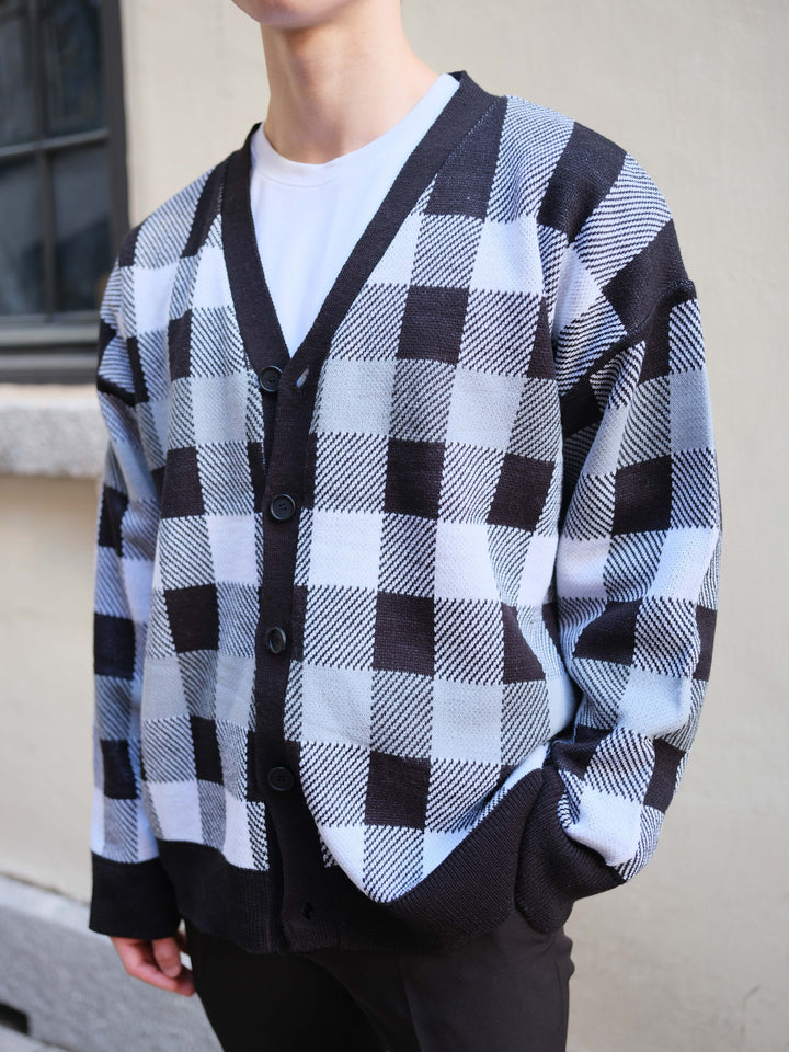 Checked Cardigan