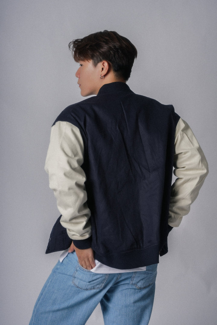 Navy Varsity Jacket- 韓國男裝