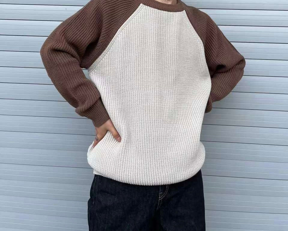 混色針織上衣Raglan Knitted Jumper-韓國男裝