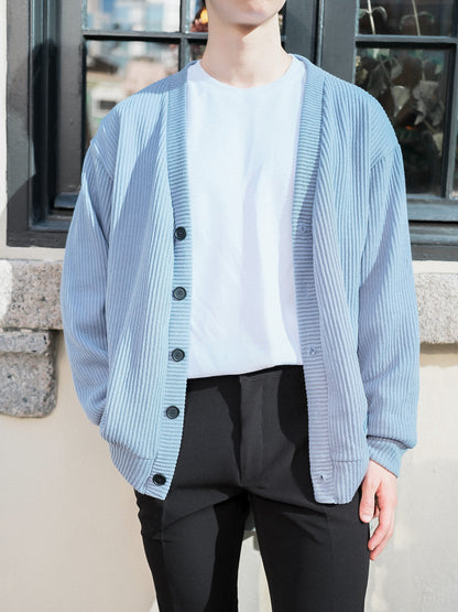 淺藍基本款外套Light Blue Basic Cardigan-韓國男裝