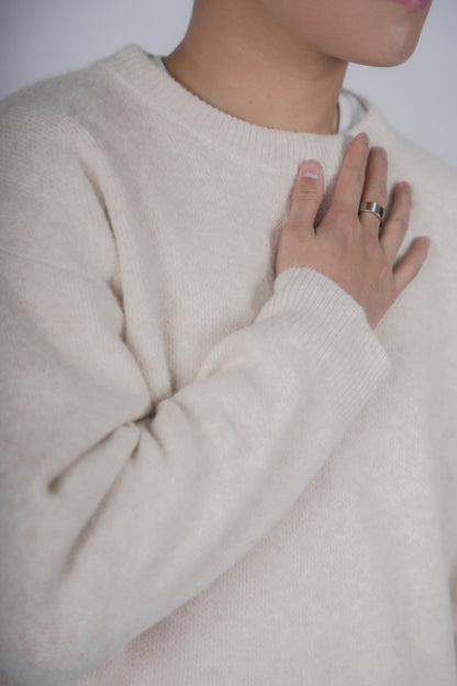 燕麥米色針織上衣Oatmeal Knit Top-韓國男裝