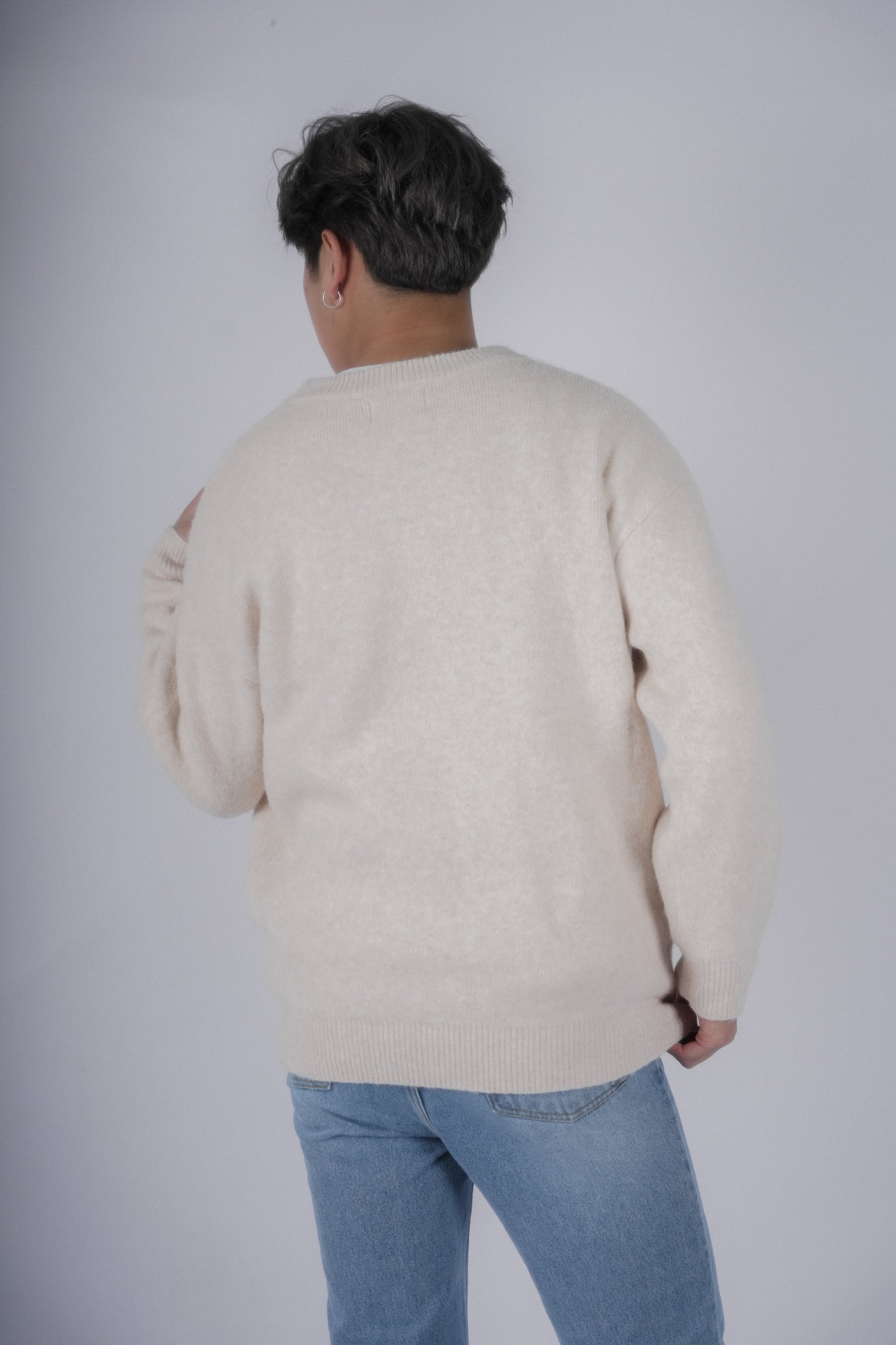 燕麥米色針織上衣Oatmeal Knit Top-韓國男裝