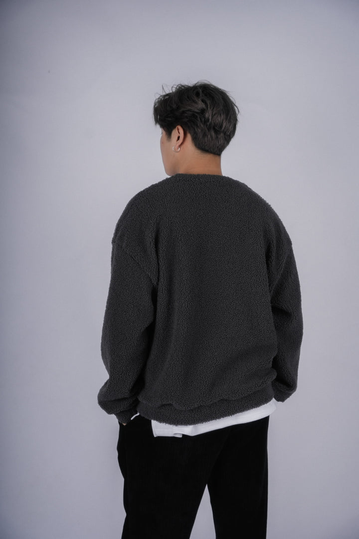 碳灰毛毛上衣Fluffy Charcoal Top－韓國男裝