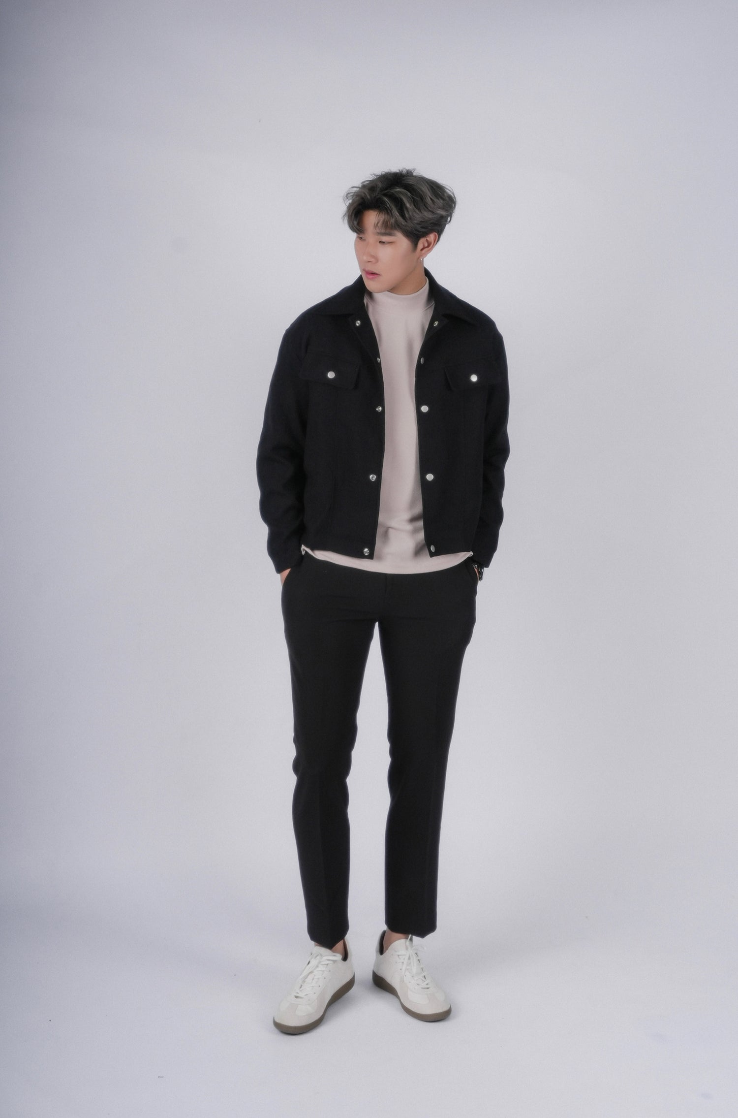 黑色挺身外套Trucker Jacket in Black－韓國男裝