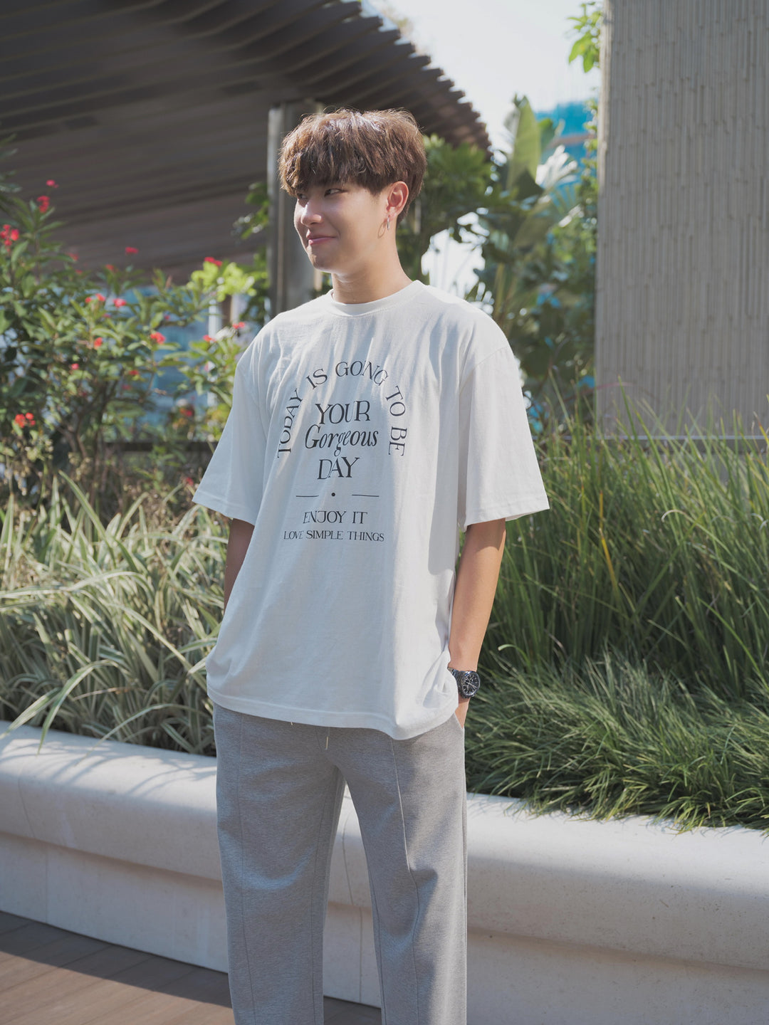 韓國男裝-落地棉質長褲Pleated Cotton Pants