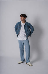 淺藍牛仔褲Light Washed Jeans-韓國男裝