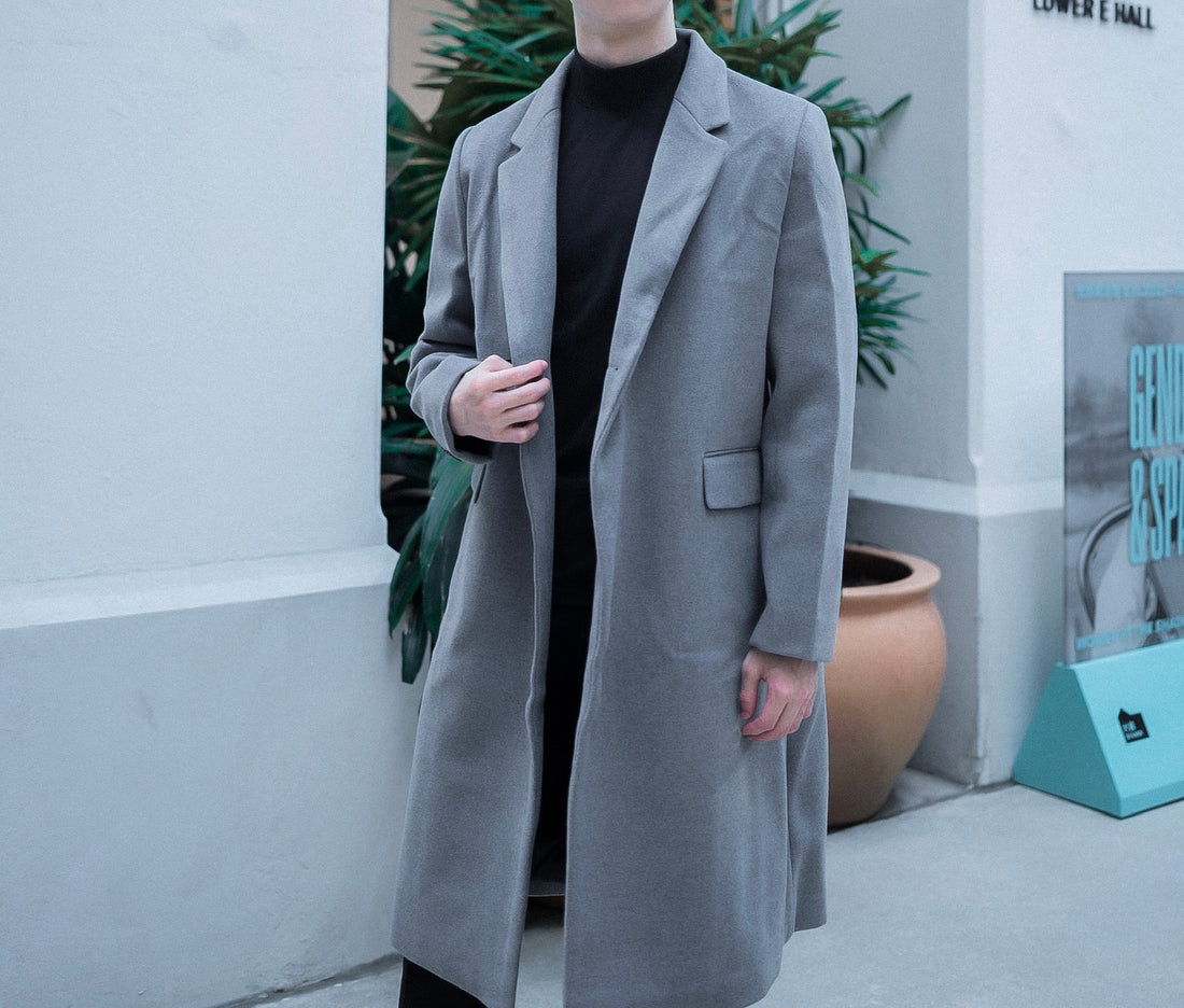 灰色羊毛大褸Grey Wool Coat－韓國男裝