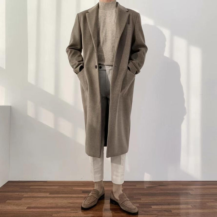 米色羊毛大褸Beige Wool Coat－韓國男裝