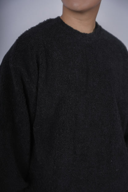 黑色毛毛上衣Fluffy Black Top-韓國男裝