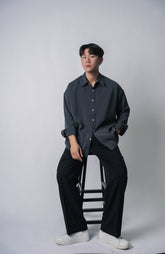 垂墜感滑身碳灰襯衫Basic Charcoal Shirt － 韓國男裝