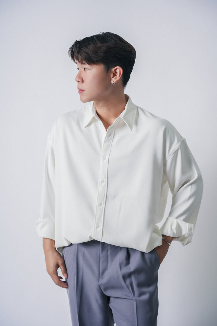 垂墜感滑身碳灰襯衫Basic Charcoal Shirt － 韓國男裝