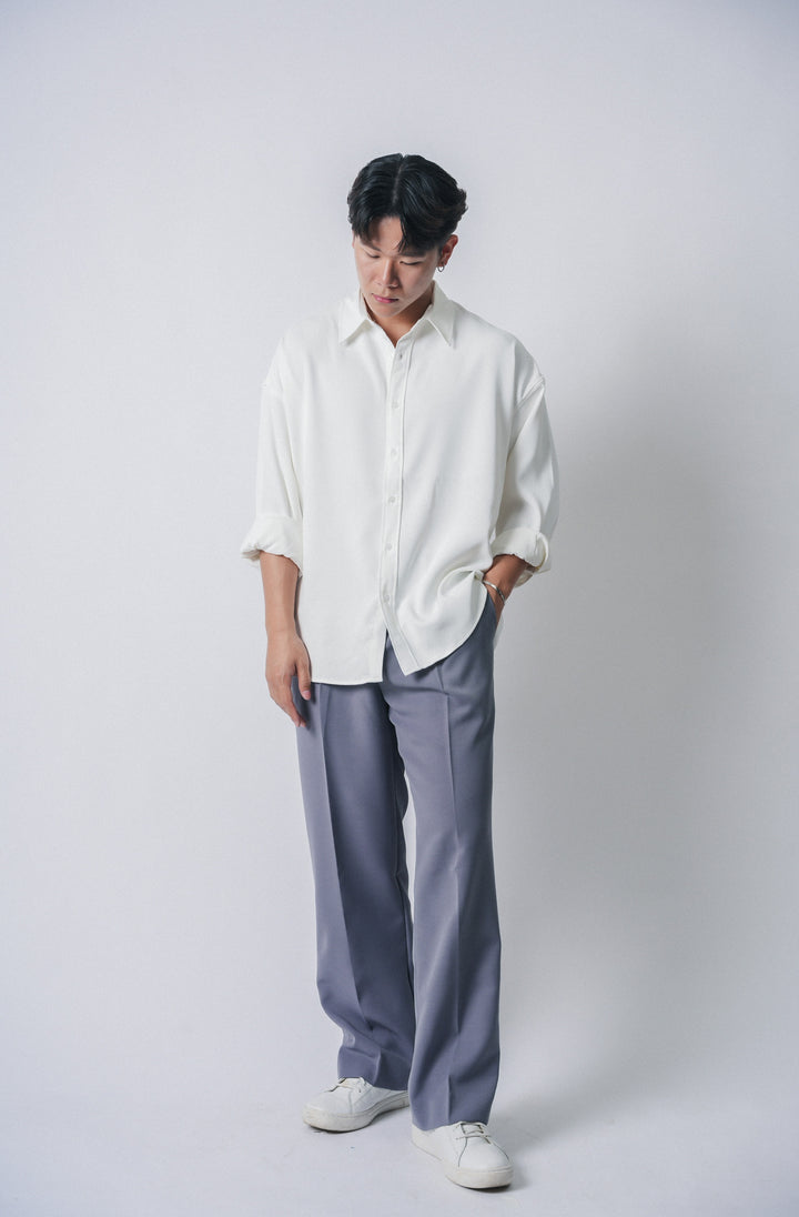 垂墜感滑身碳灰襯衫Basic Charcoal Shirt － 韓國男裝