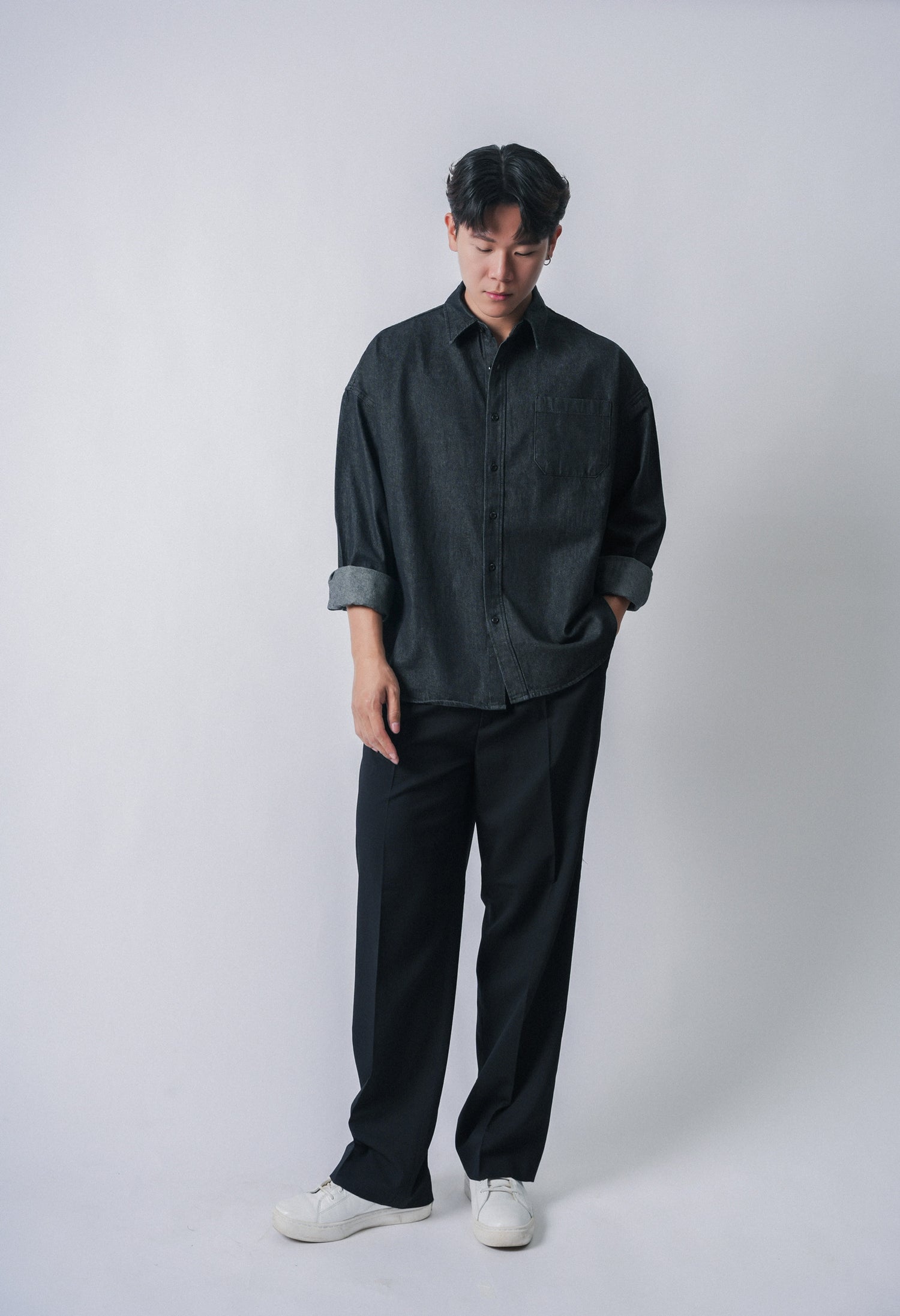 現貨 黑色落地長褲