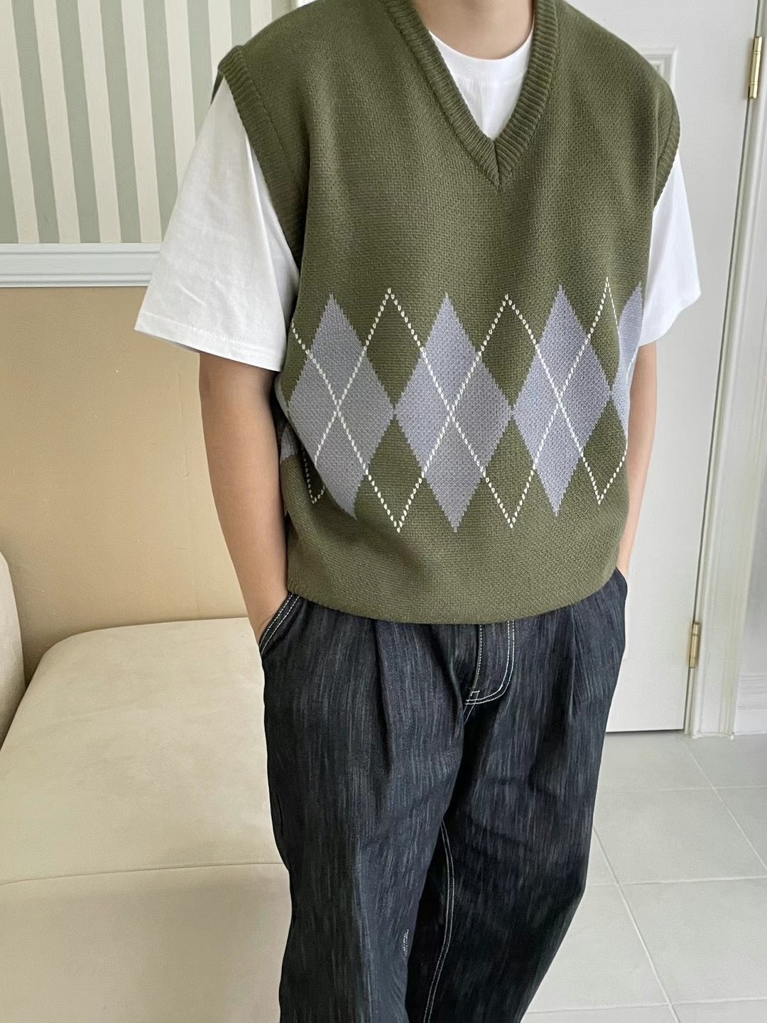 菱格針織冷背心