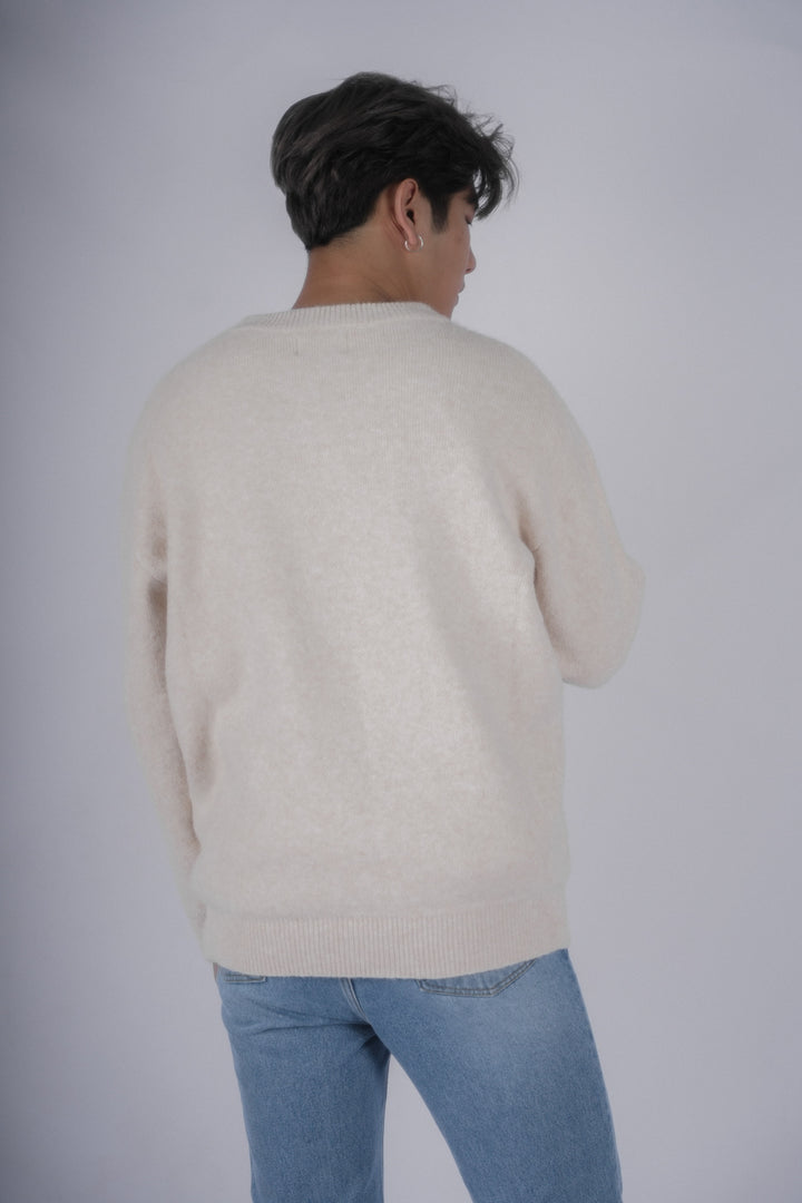 燕麥米色針織上衣Oatmeal Knit Top-韓國男裝