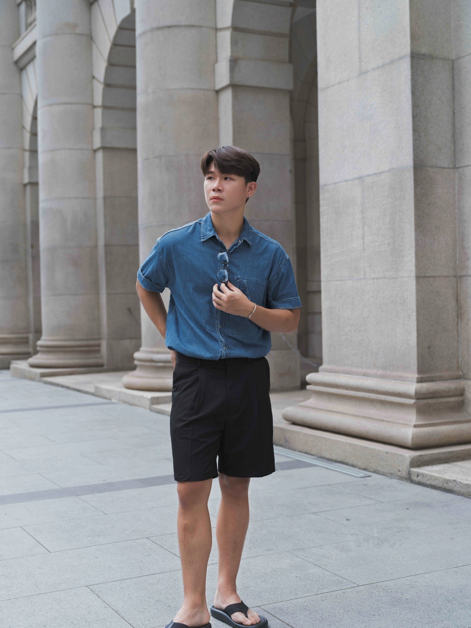 韓國男裝-牛仔布襯衫Denim Top